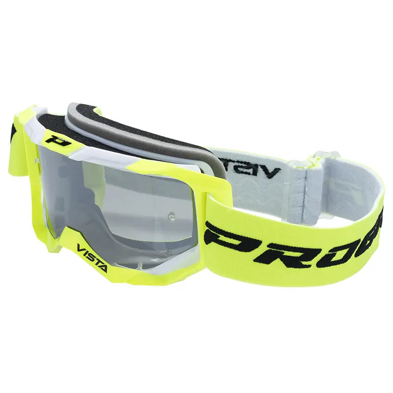 Brillenmaske Cross Progrip 3303 FL Vista Mehrschicht gelb fluoreszierend-weiß Spiegelvisier silber kratzfest UV-beständig beschlagfrei — Ansicht 2