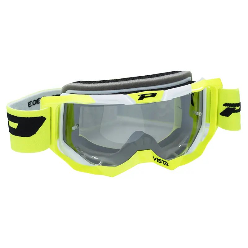 Brillenmaske Cross Progrip 3303 FL Vista Mehrschicht gelb fluoreszierend-weiß Spiegelvisier silber kratzfest UV-beständig beschlagfrei — Ansicht 3