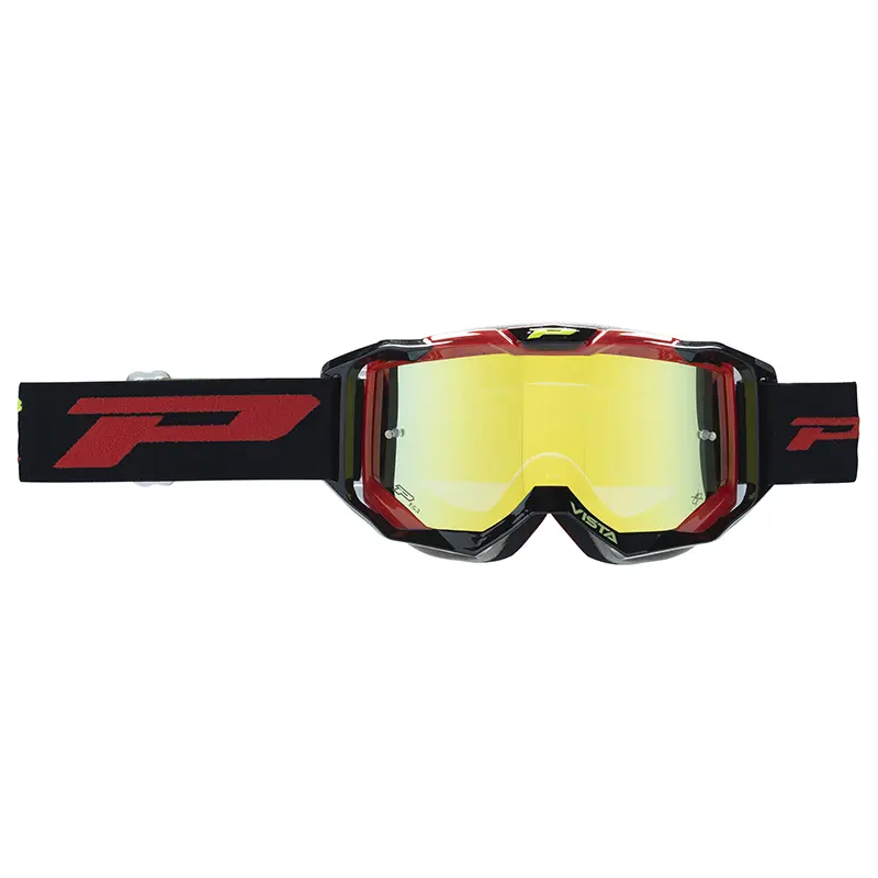 Cross-Brillenmaske Progrip 3303 FL Vista Mehrschicht schwarz-rot Spiegelvisier gelb kratzfest UV-Schutz beschlagfrei