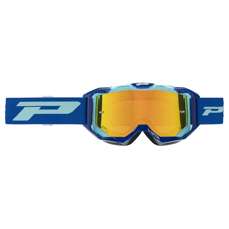 Masque-lunettes cross Progrip 3303 FL Vista multicouche bleu-turquoise écran miroir jaune anti-rayures anti-UV anti-buée