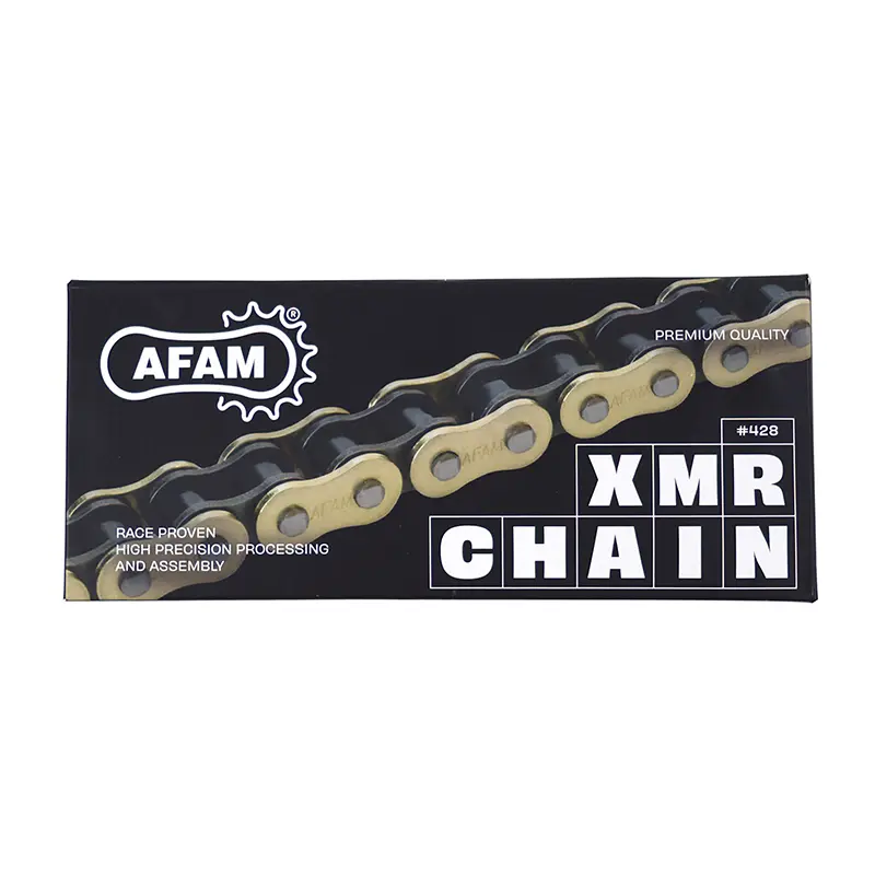 Motorradkette AFAM 428 136 Glieder XS-Ring verstärkt gold (A428XMR-G2 136L) — Ansicht 2