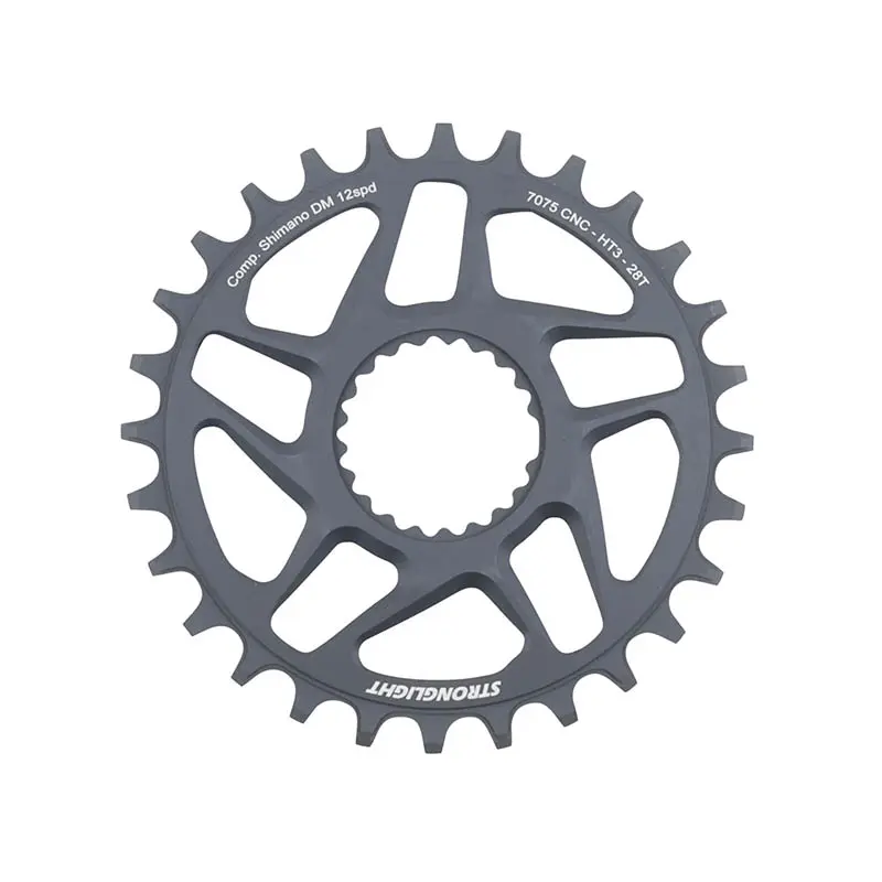 Plateau VTT direct mount boost pour shimano fc-m9100-m9120-m9130 Stronglight mono alu HT3 gris 28DTS - 12V.