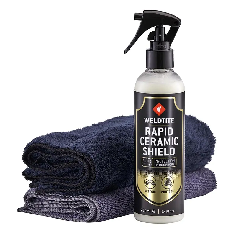 Weldtite Rapid Ceramic Shield Motorrad-Schutzspray 250 ml mit 2 Mikrofasertüchern
