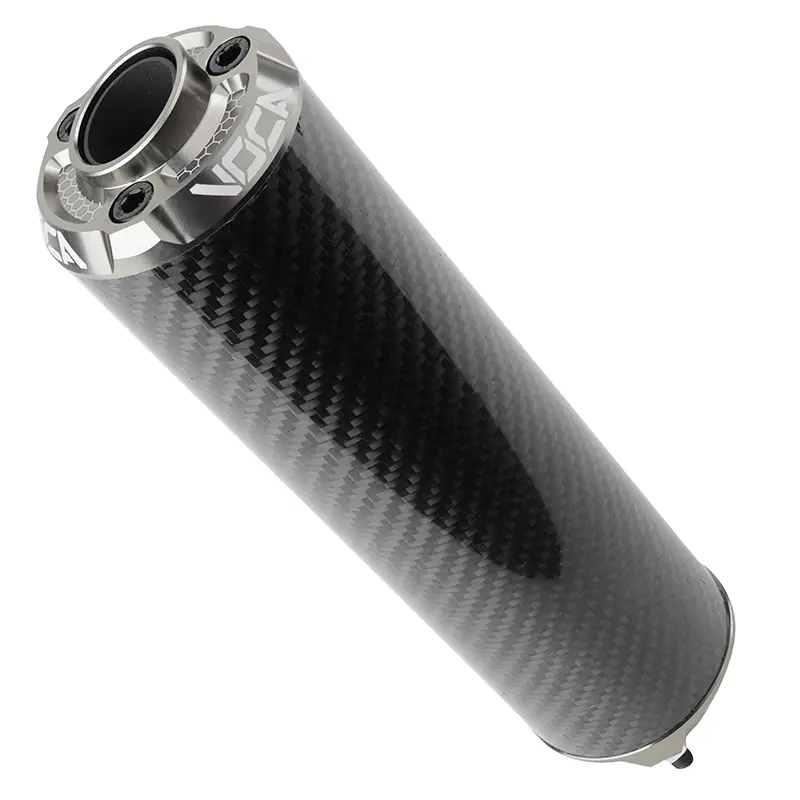 Silencieux VOCA Racing 50 à boîte Voca Evo Bestia RD30400 carbone embout anodisé gris pour Rookie, Chromed, SCR, MK, Barikit