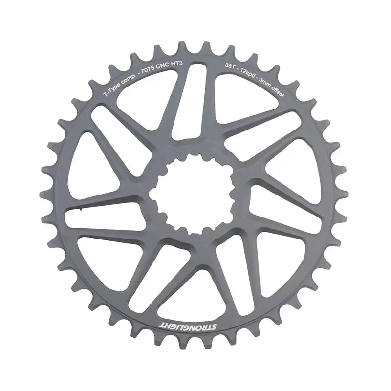 Plateau VTT direct mount Stronglight pour SRAM X01-XX1 mono alu noir 38DTS déport 3 mm 12V