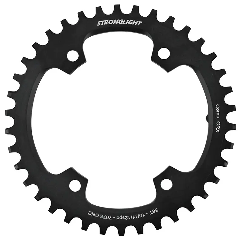 Stronglight Mono Alüminyum Siyah 38 Diş - 3MM Ofset 12-11-10V için Shimano GRX FC-RX600-RX610-RX810-RX820 Gravel 4BRA D.110 Dişli