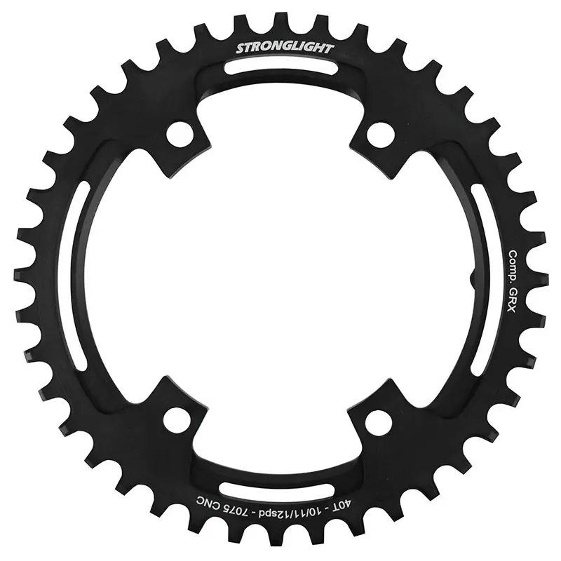 Gravel-Kettenblatt 4BRA d.110POUR Shimano GRX fc-rx600-rx610-rx810-rx820 Stronglight Mono Alu schwarz 40DTS - Versatz 3MM 12-11-10V.
