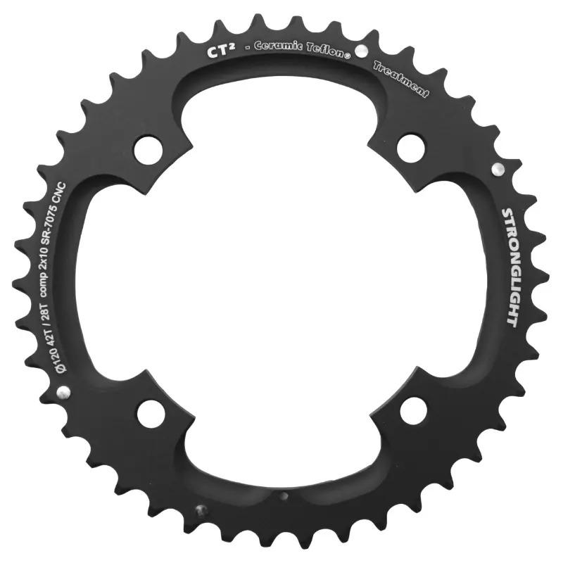 Ρόδα VTT 4BRA d.120 για sram X0-XX Stronglight διπλή 42ΔΟ εξωτερική μαύρη CT2 10V. για 28ΔΟ εσωτερική σπείρωμα - πάχος 5MM (x9-x7-x0-xx)