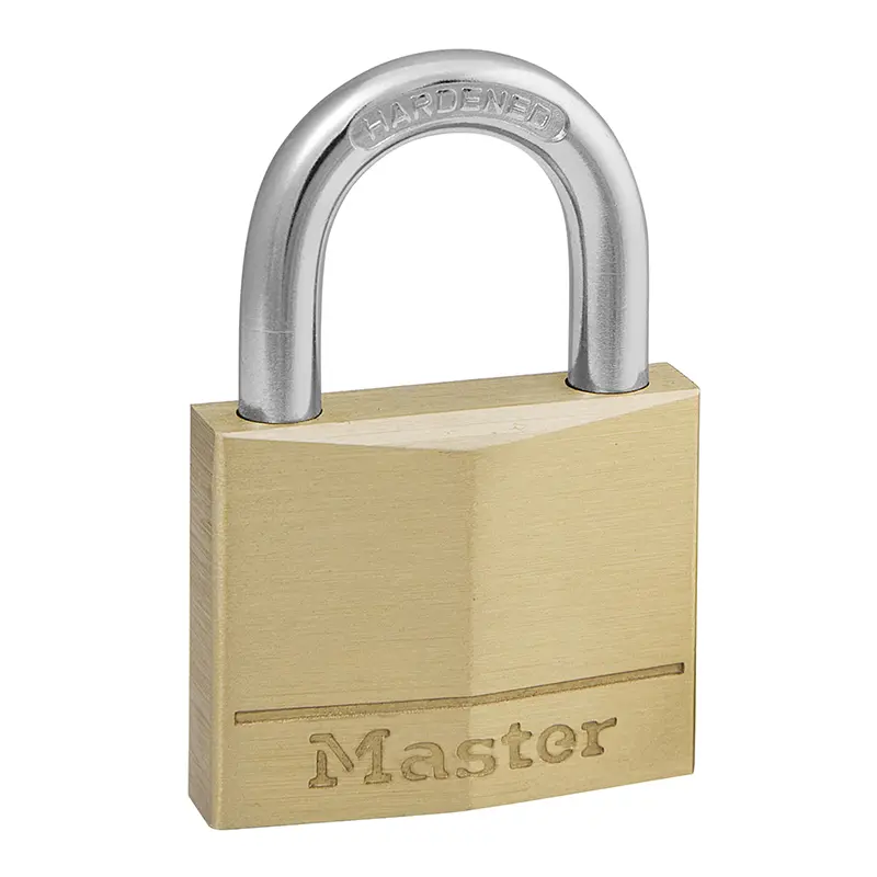 Vorhängeschloss mit Schlüssel Masterlock Messing Bügel zementierter Stahl Breite 40 mm, Bügel 22 mm, Durchm 6 mm Doppelverriegelung