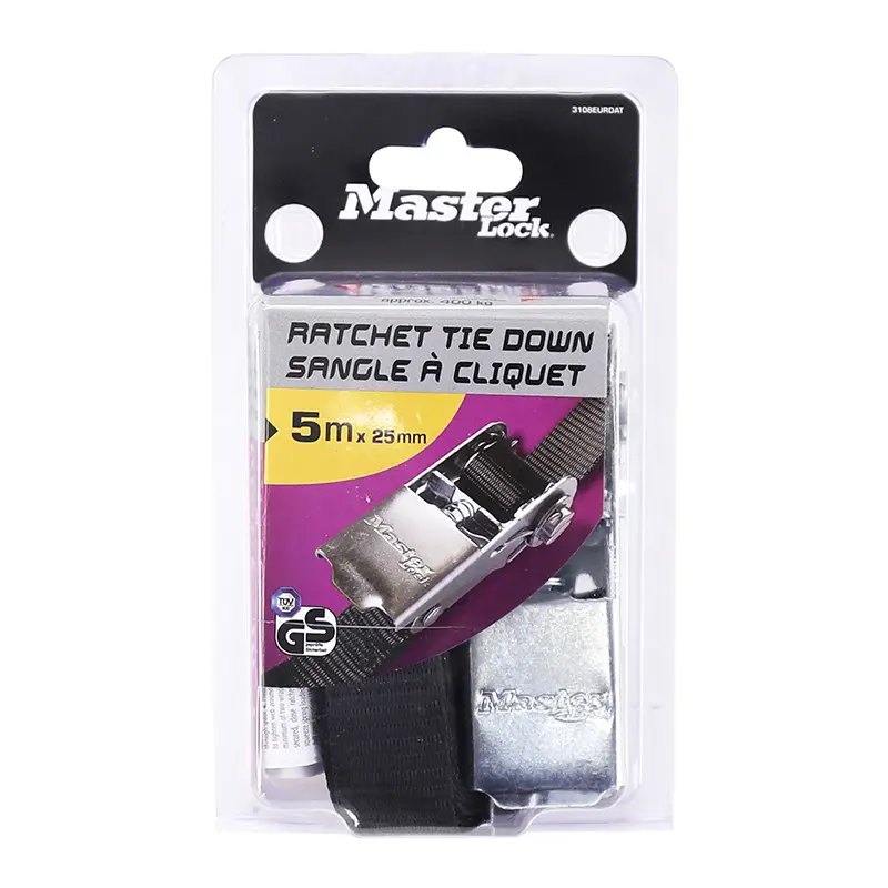 Masterlock Ratsche-Spannband 25 mm 5 m schwarz 400 kg TÜV-Zertifizierung — Ansicht 2