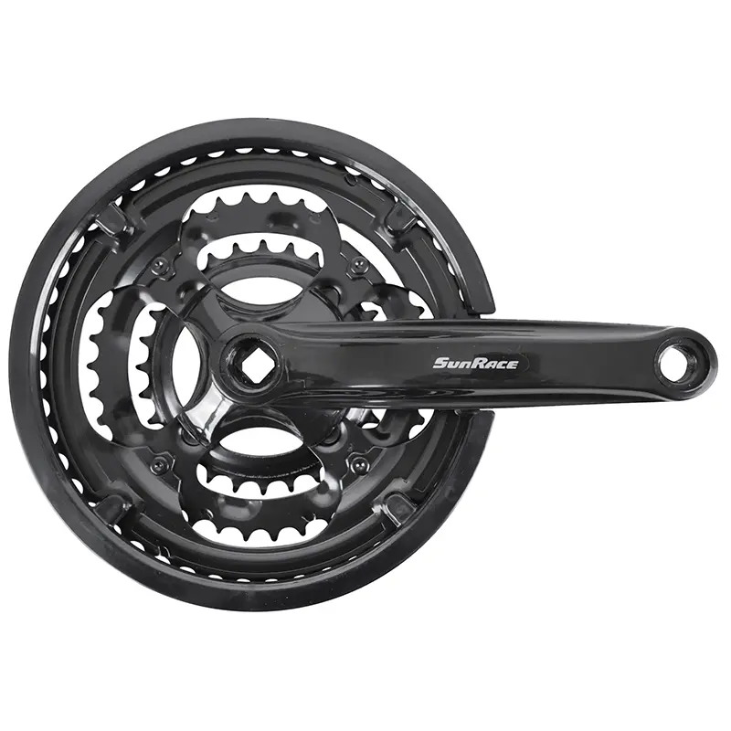 Pédalier VTT Sunrace 7-8V FCM2B acier noir 170 mm 48-38-28 avec pare-chaîne boîtier 118 mm