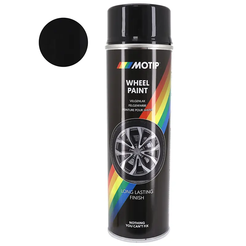 Bombe de peinture Motip Pro acrylique jantes noir brillant 500 ml (04018)