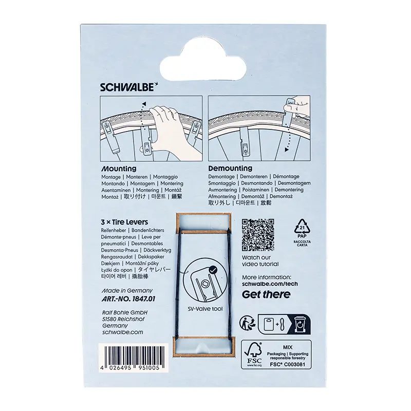 Монтажка для велосипедных шин Schwalbe синяя (блистер 3 шт.) — вид 6