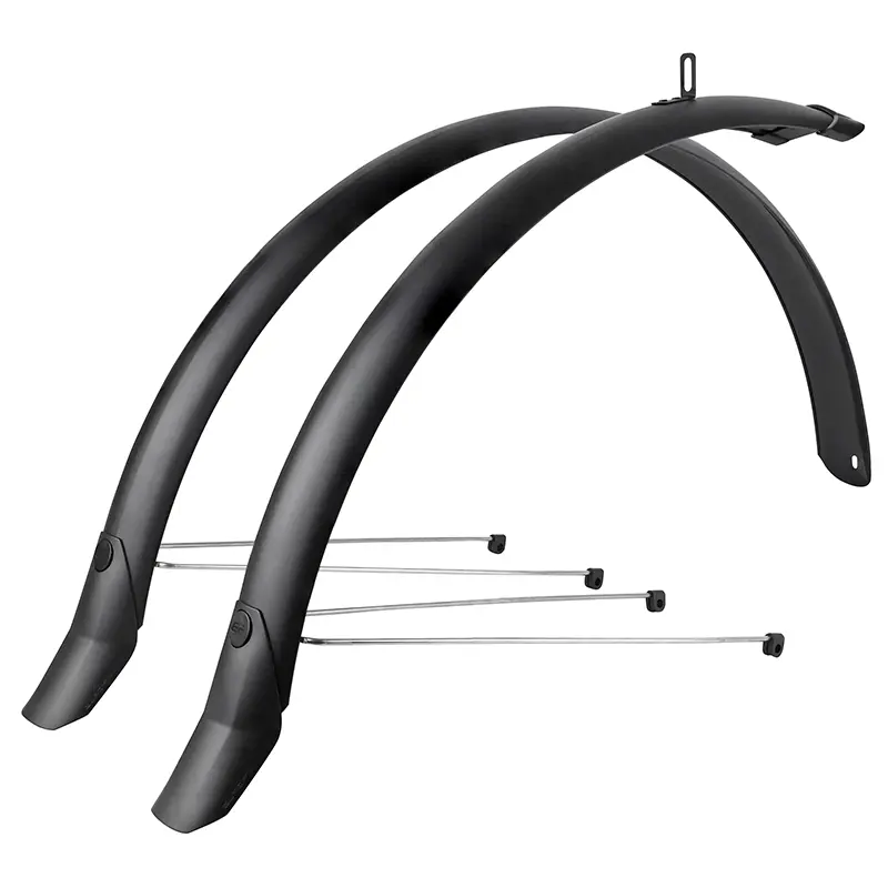 Garde-boue City-VTC tringles 28'' Eurofender Lampo 58 mm noir mat (paire) avec fixation classic tringles argent