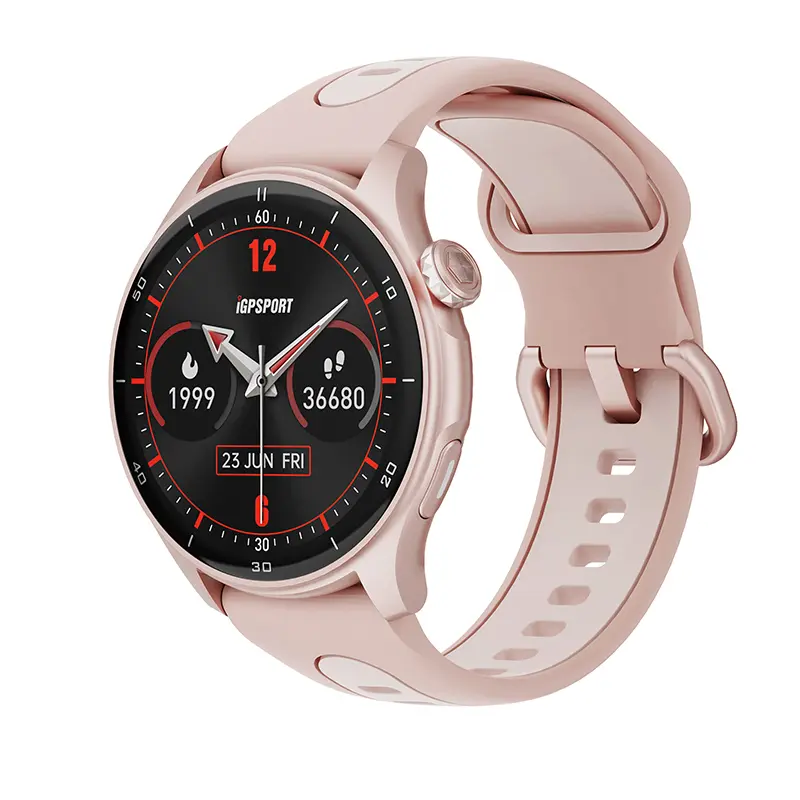 Montre GPS iGPSPORT LW10 rose - Compteur calories fréquence cardiaque sommeil