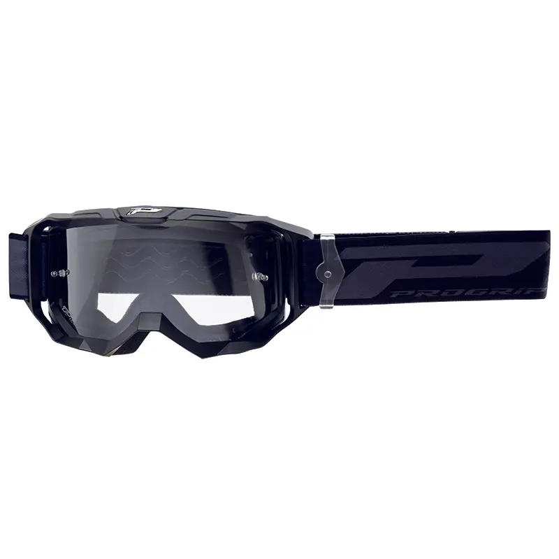 Masque-lunettes cross Progrip 3300 TR vision go noir mat écran transparent anti-rayures anti-UV anti-buée