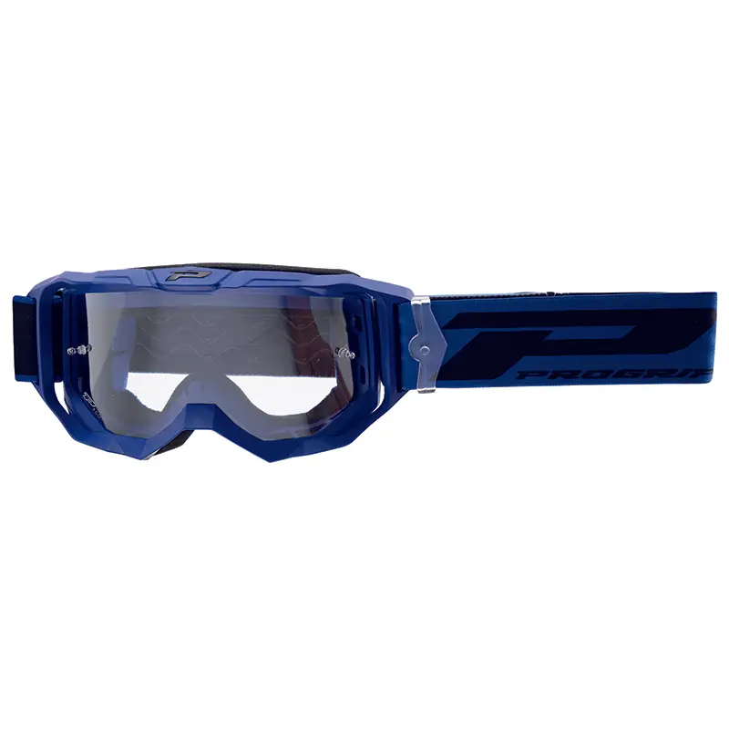 Masque-lunettes cross Progrip 3300 TR vision go bleu mat écran transparent anti-rayures anti-UV anti-buée