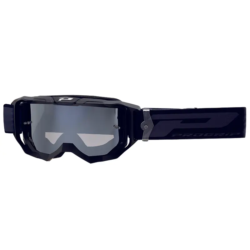 Masque-lunettes cross Progrip 3300 FL vision go multicouches noir mat écran miroir argent anti-rayures anti-UV anti-buée