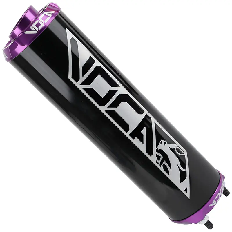 Silencieux VOCA Racing 50 à boîte RD30400 noir embout anodisé violet pour Rookie, Chromed, SCR, MK, Barikit