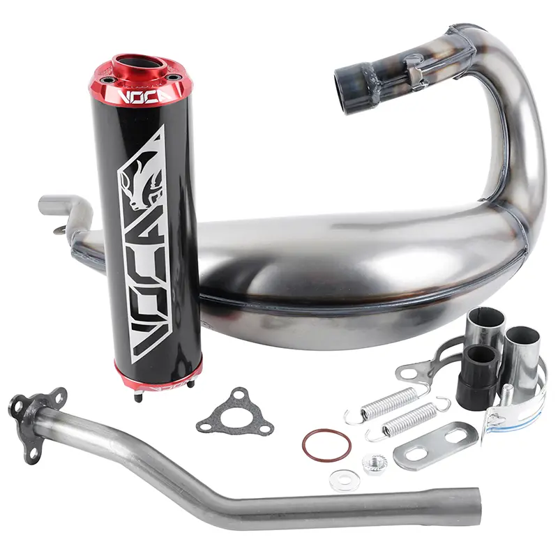 Silencieux VOCA Racing pot 50 à boîte pour Sherco 50 SM-R SE-R passage haut alu noir embout anodisé rouge