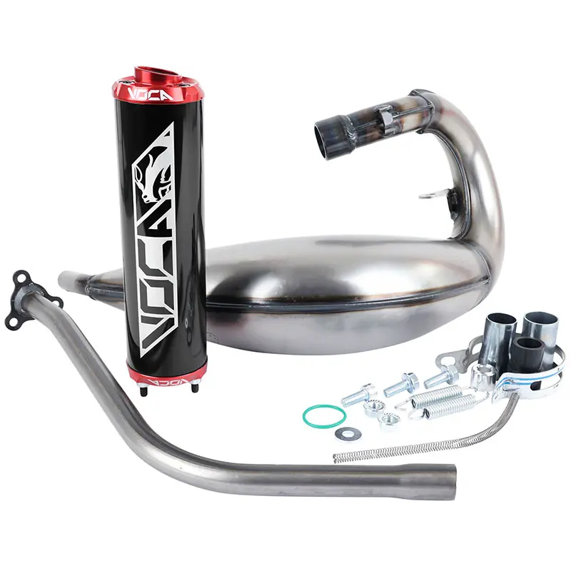 Voca Racing サイレンサー 50cc ボックスタイプ ポット Fantic 50 Enduro XE Motard XM 2021+ Euro5 ハイマウント アルミ ブラック レッドアノダイズチップ