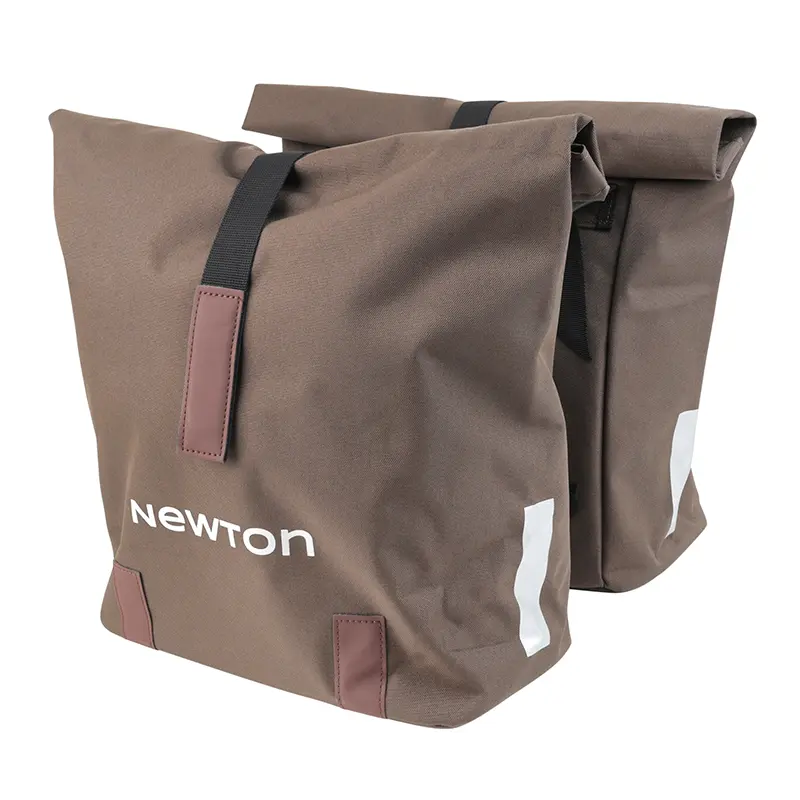 Newton 더블 자전거 후면 가방 브라운 22L 짐받이 스트랩 고정 (35X12X27CM) 접이식 방수 폐쇄