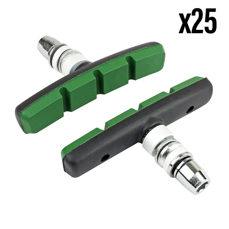 Porte-patin de frein V-Brake à vis déporté Marwi 75 mm noir-vert Kevlar (coffret 25 paires)