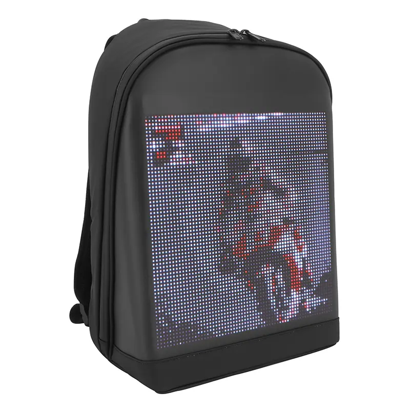 Sac à dos connecté écran LED dynamique 25x25 cm noir P2R