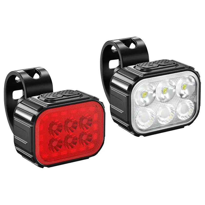 Fietsverlichtingsset USB 500-100 lumen zwart voor/achter kabel inbegrepen