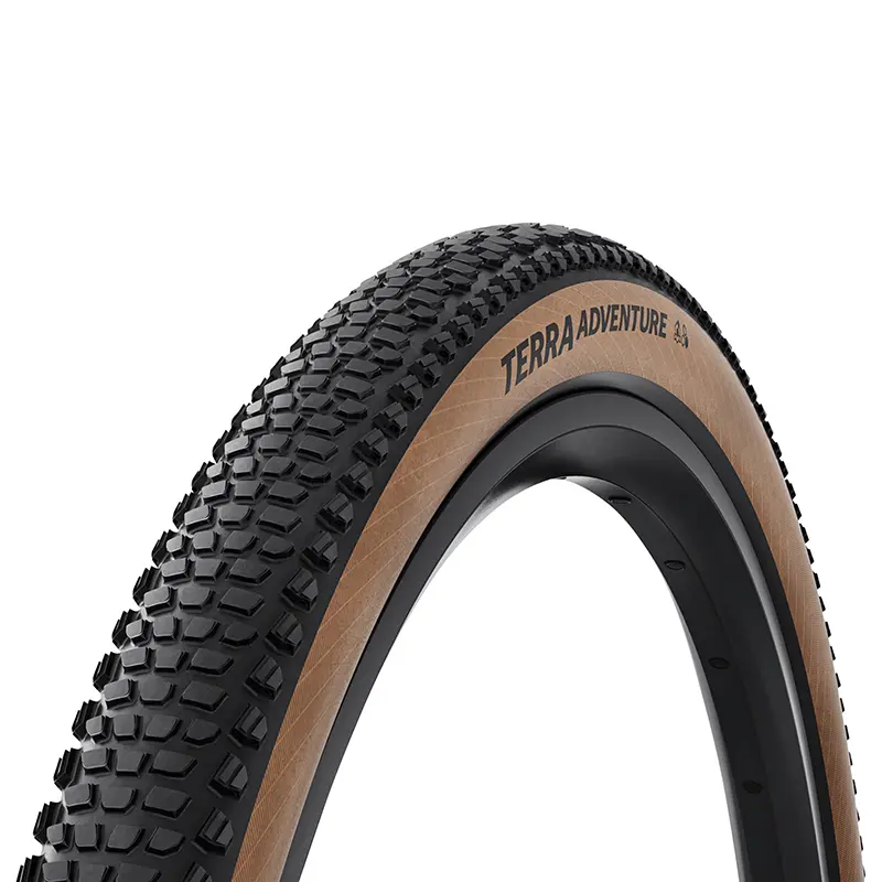 Pneu gravel 700 x 50 Continental terra adventure noir flanc marron tubeless ready TS (50-622) compatible vae et VTT en 29X2.00