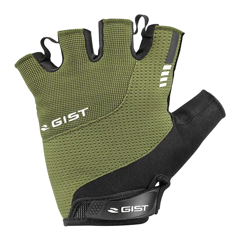 Gants vélo courts Gist Kontrol été vert militaire S (paire sur carte) avec velcro