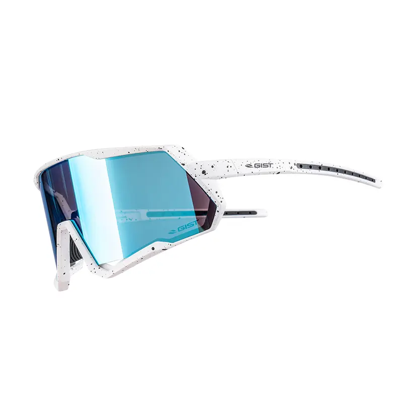 Gist Fahrradbrille für Erwachsene Mask Gestell weiß Glas blau Polycarbonat