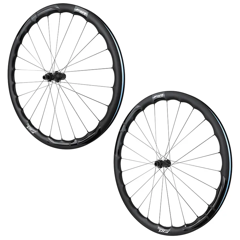 Roues route disque 700 FIR FC 38 Pro Centerlock carbone noir cassette Shimano 12-11V axe traversant 12-100 et 12-142 tubeless ready paire