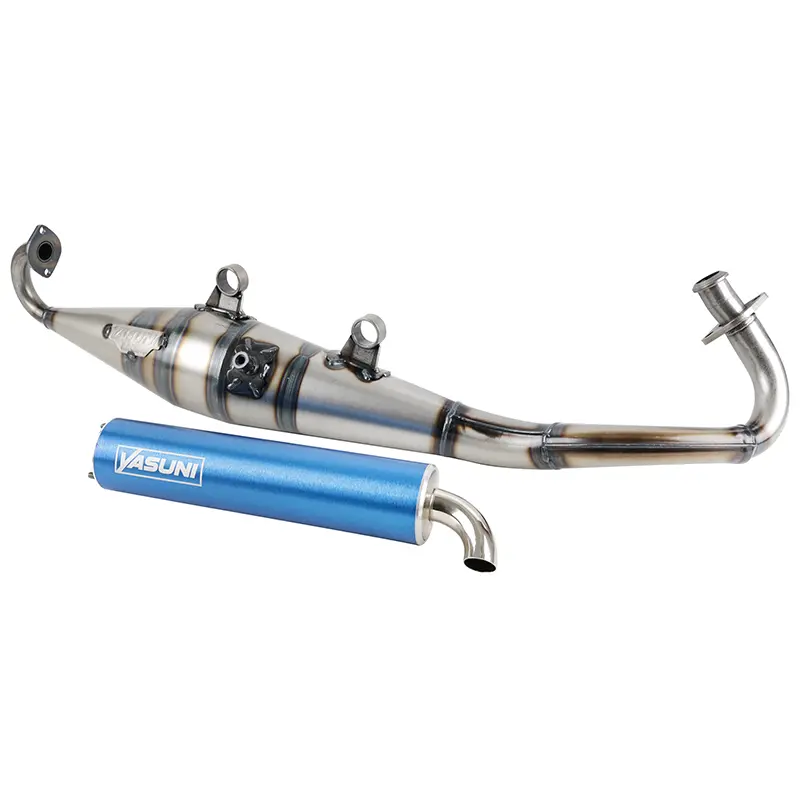 Silencieux Yasuni Z verni bleu azur pour Piaggio 50 Zip 2T, Typhoon, NRG - Gilera 50 Stalker, Runner, DNA - TUB418A