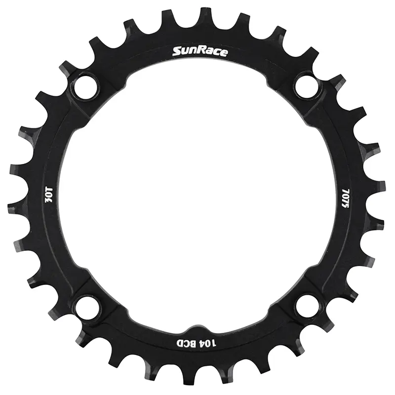 Sunrace 30DTS 호환 기타 브랜드 Narrow Wide 호환 4BRA VTT 블랙 알루미늄 싱글 체인링 d.104