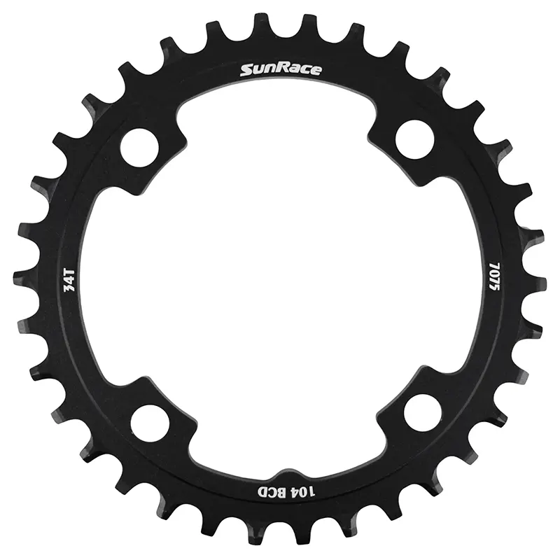 Plateau VTT 4BRA d.104 pour Sunrace 34DTS mono noir alu compatible autres marques narrow wide