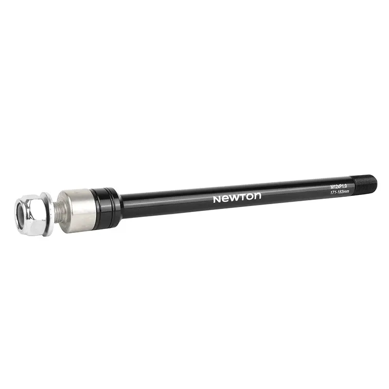 Durchmesserachse Newton für Anhänger Hinterrad, Gewinde M12x1.0 mm für 12x142-148 (171-183 mm) mit Abstandshaltern
