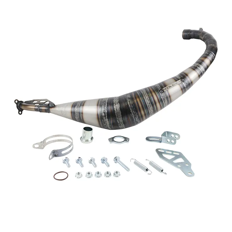 Výfuková hlava 50 A s krabicí Voca Rookie pro Derbi 50 Senda, GPR-Aprilia 50 RS4-Gilera 50 SMT, RCR (nízký průchod) (uchycení v ceně, tlumič RD30400 prodáván samostatně) — pohled 2