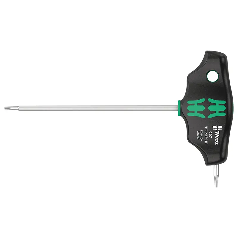 Clé Torx manche en T Wera 467 HF T6X100MM noir-vert