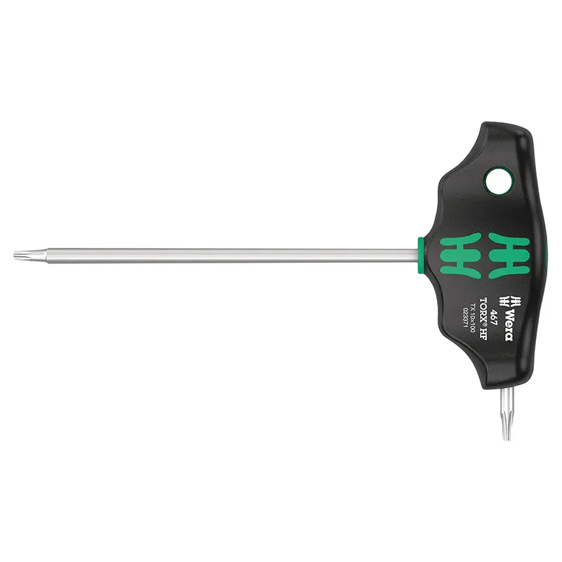 Clé Torx manche en T Wera 467 HF T10X100MM noir-vert