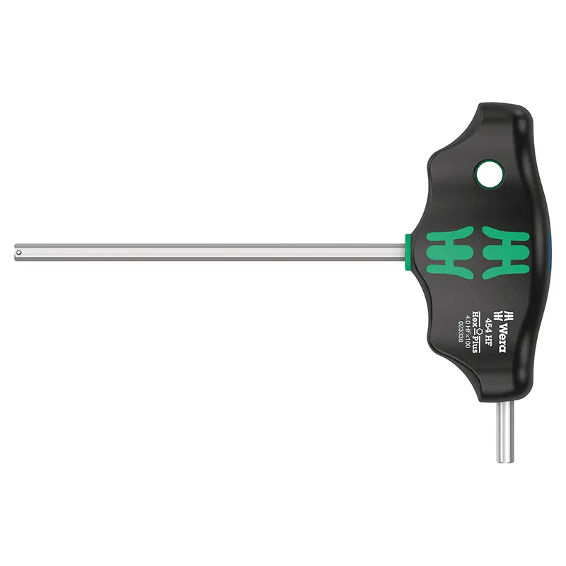 Clé Allen 6 pans Wera 454 Hex Plus 4x100 mm manche en T noir-vert