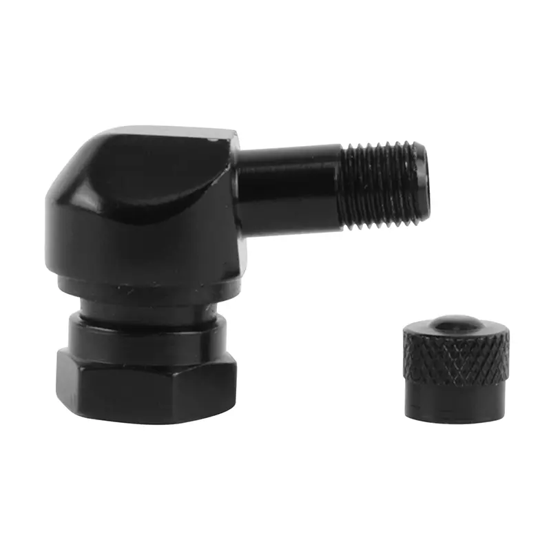 Valve de pneu moto tubeless coudée TV25AL aluminium noir (diam 11,3 mm)