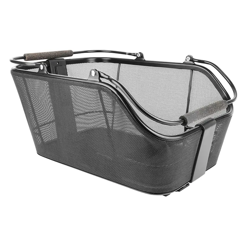 Heckkorb Stahl Wabenmuster Basil Cento Tech Fibre schwarz MIK 2.0 System auf Gepäckträger für E-Bike Pedelec (L39xB24xH15cm) mit LED-Beleuchtung