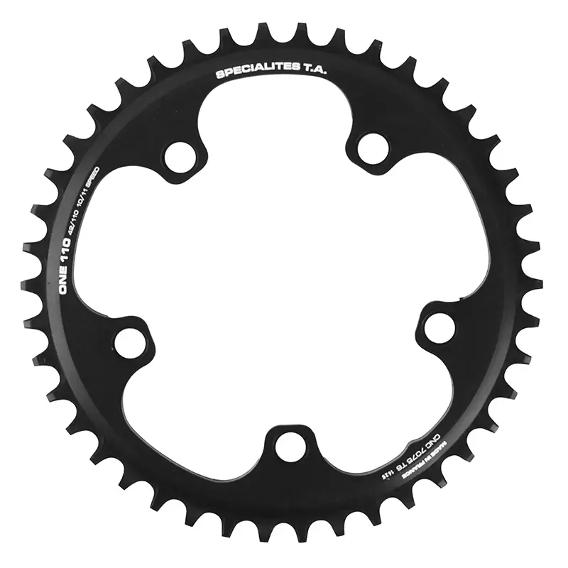 Plateau gravel 5BRA d.110 pour shimano GRX mono ta 110 one 42DTS compatible shimano-sram noir 10-11-(12V sram)