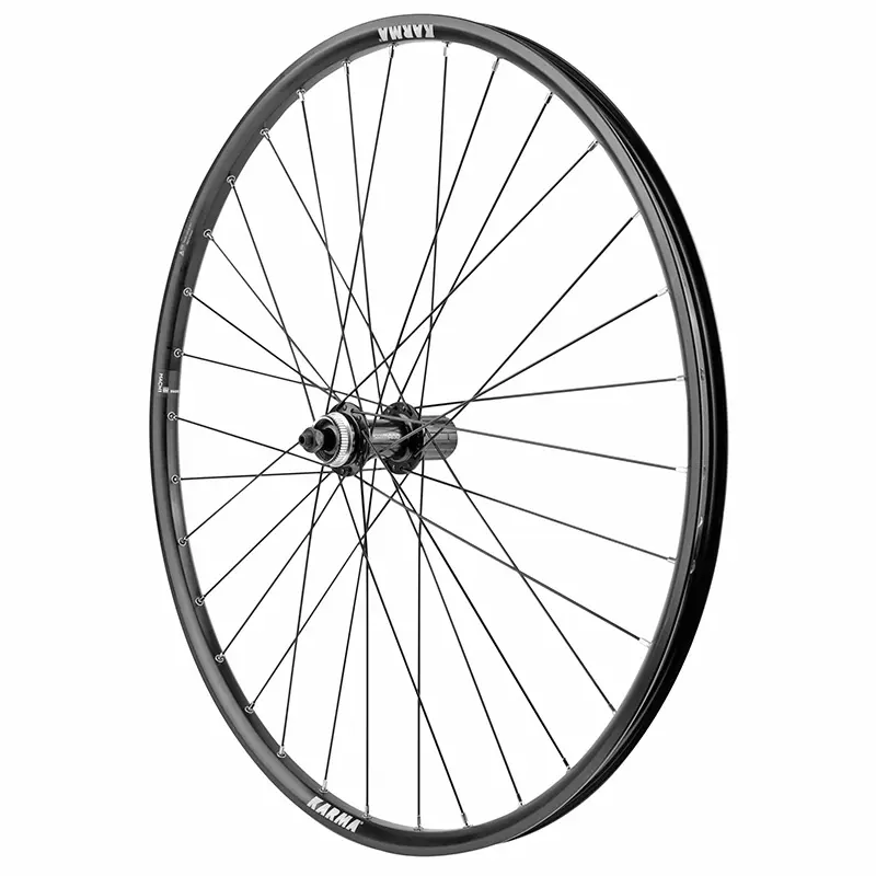 Roue VTT disque blocage 27,5" Karma arrière noir moyeu Shimano QC400 Centerlock cassette Shimano 11-10-9V 32 rayons jante 21C poids max 150 kg