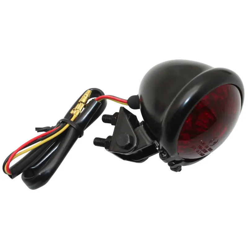 Rückleuchte Replay 50 Motorrad-Rundgehäuse Stahl rot-schwarz mit LED mit Brems- und Standlicht CE-geprüft