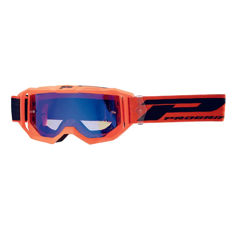 Masque cross Progrip 3300 FL écran miroir bleu orange fluo