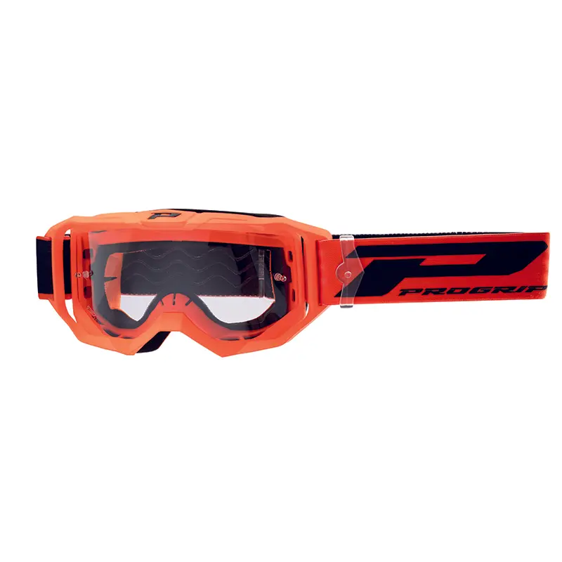 Masque-lunettes cross Progrip 3300 TR vision go orange fluo mat écran transparent anti-rayures anti-UV anti-buée