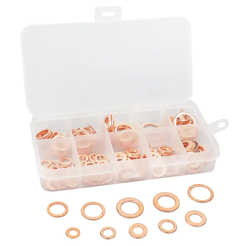 Gasket drain oli tembaga datar diam 5 hingga 14 mm set 200 pcs P2R