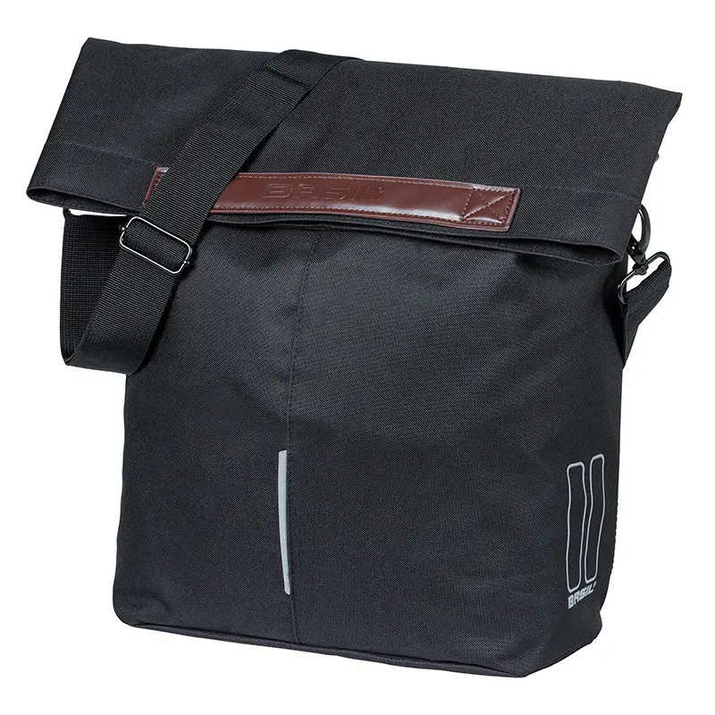 Seitliche Fahrrad-Gepäcktasche Basil City Shopper schwarz 14-16L MIK-Haken Befestigung